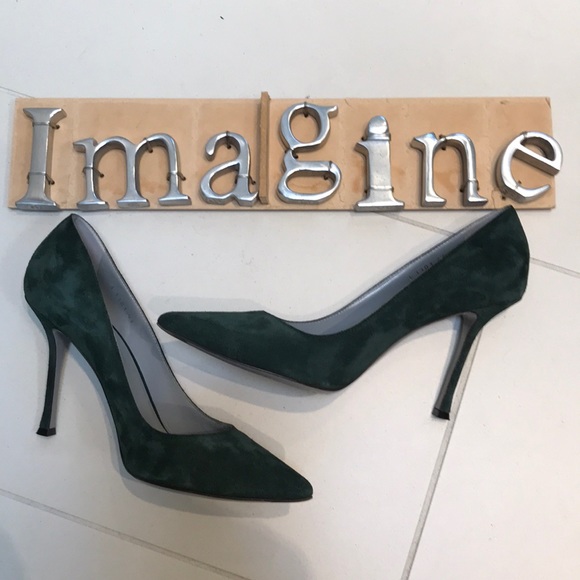 Sergio Rossi Shoes - 🎄Sergio Rossi Green Suede Pointy Toe Pumps